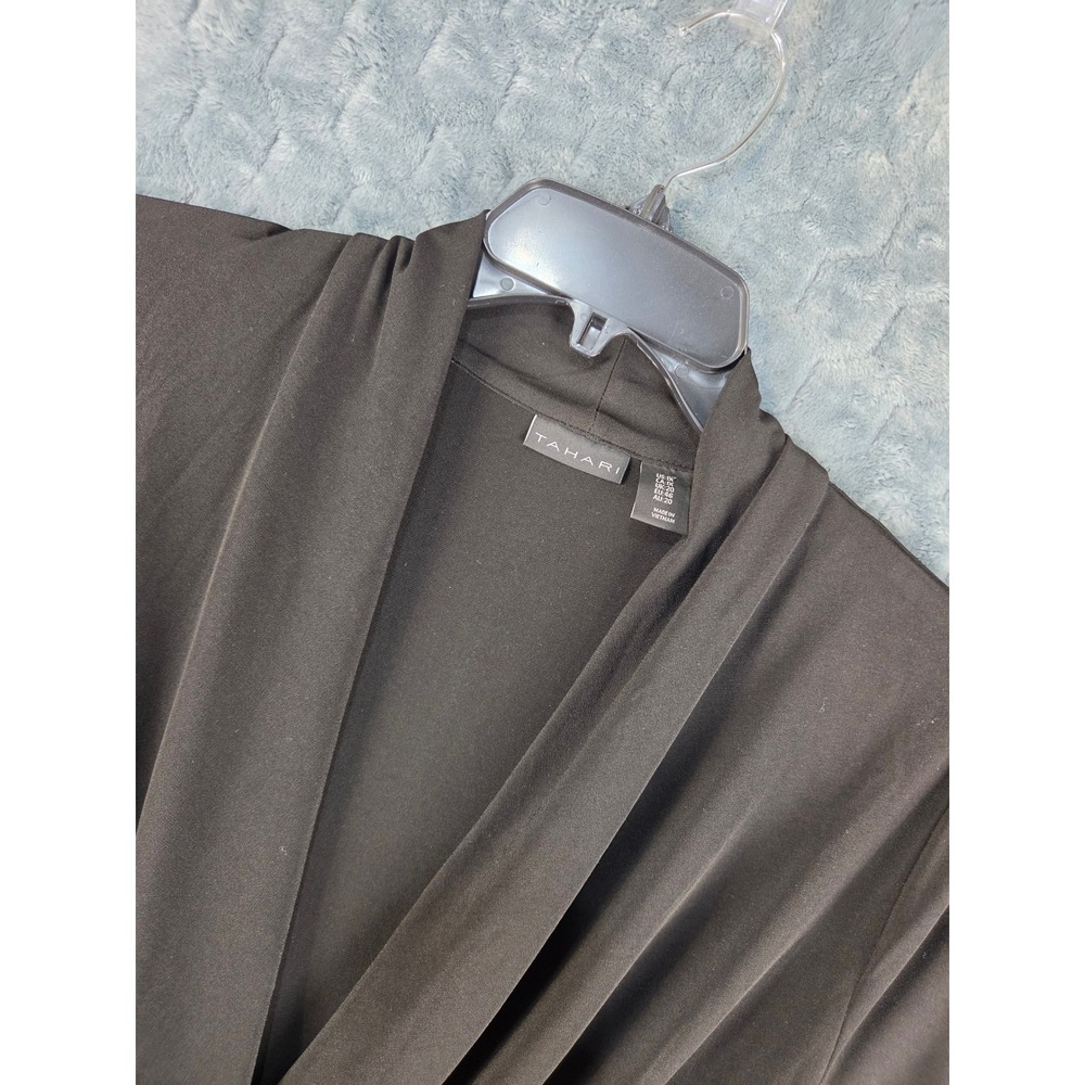 Tahari Black Surplice Wrap Drape Front 3/4 Sleeve Blouse Top Plus Size 1X